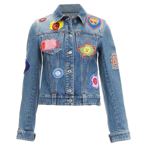 Louis Vuitton yayoi kama faces leather patch denim jacket - Picture 1 of 6